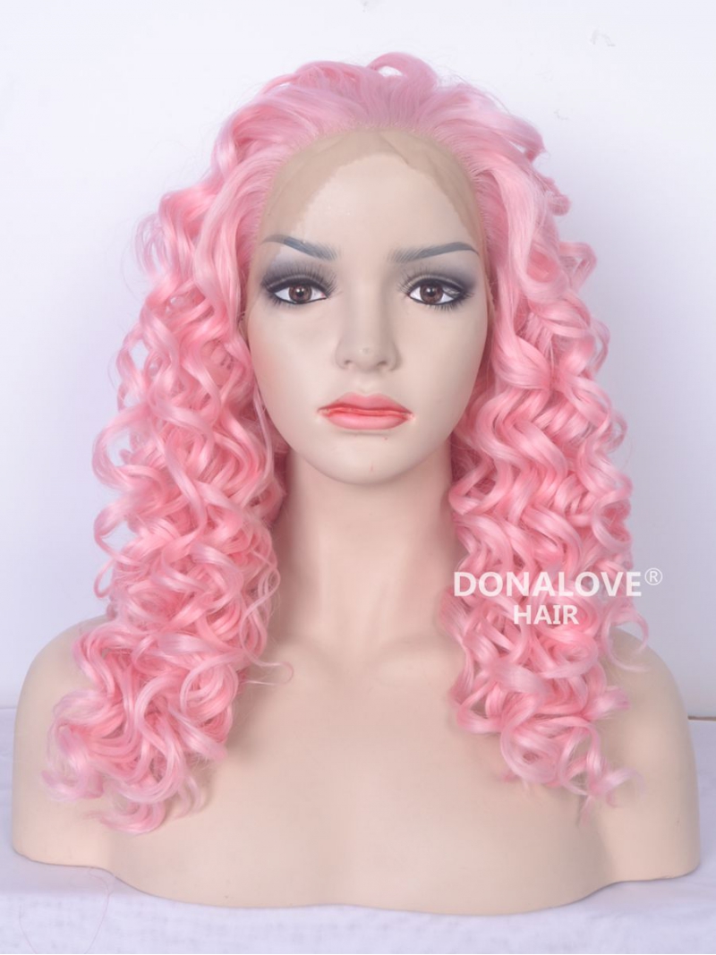 Pink bra strap length Curly Synthetic Lace WigSNY005 SYNTHETIC WIGS