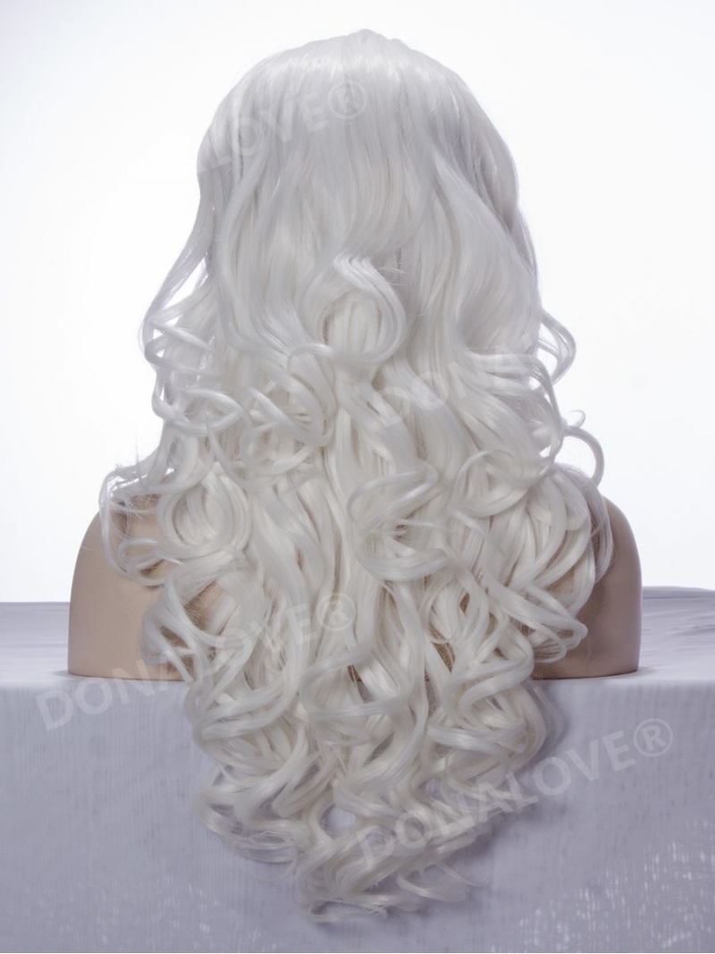 White Waist Length Wavy Synthetic Lace Wig Sny050 Synthetic Wigs