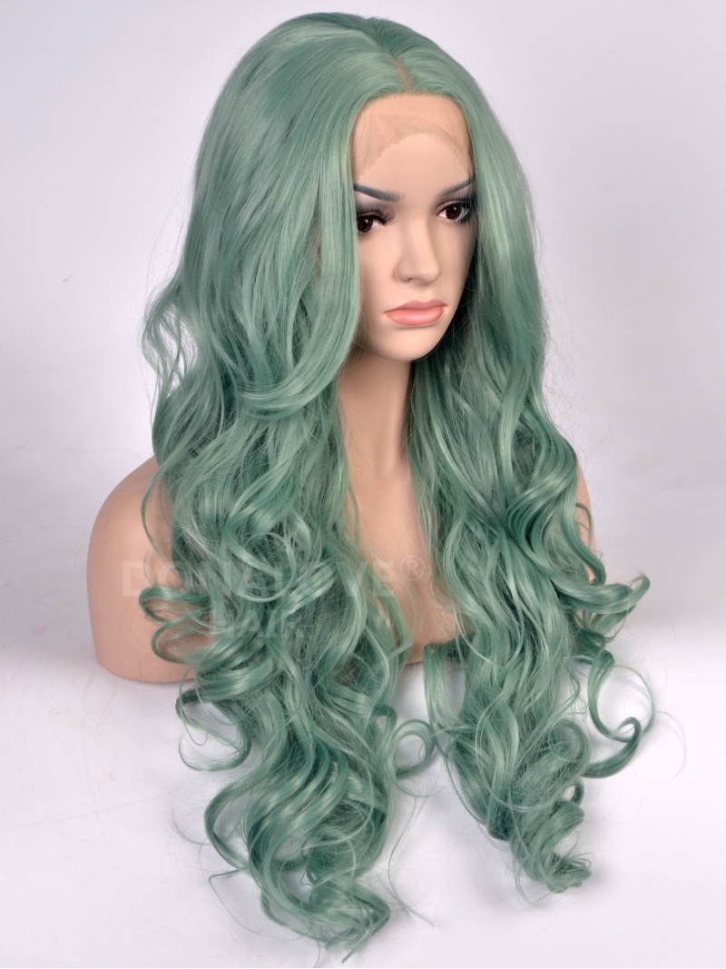 Light Green Wavy Long Synthetic Lace Front Wig SNY082 SYNTHETIC WIGS