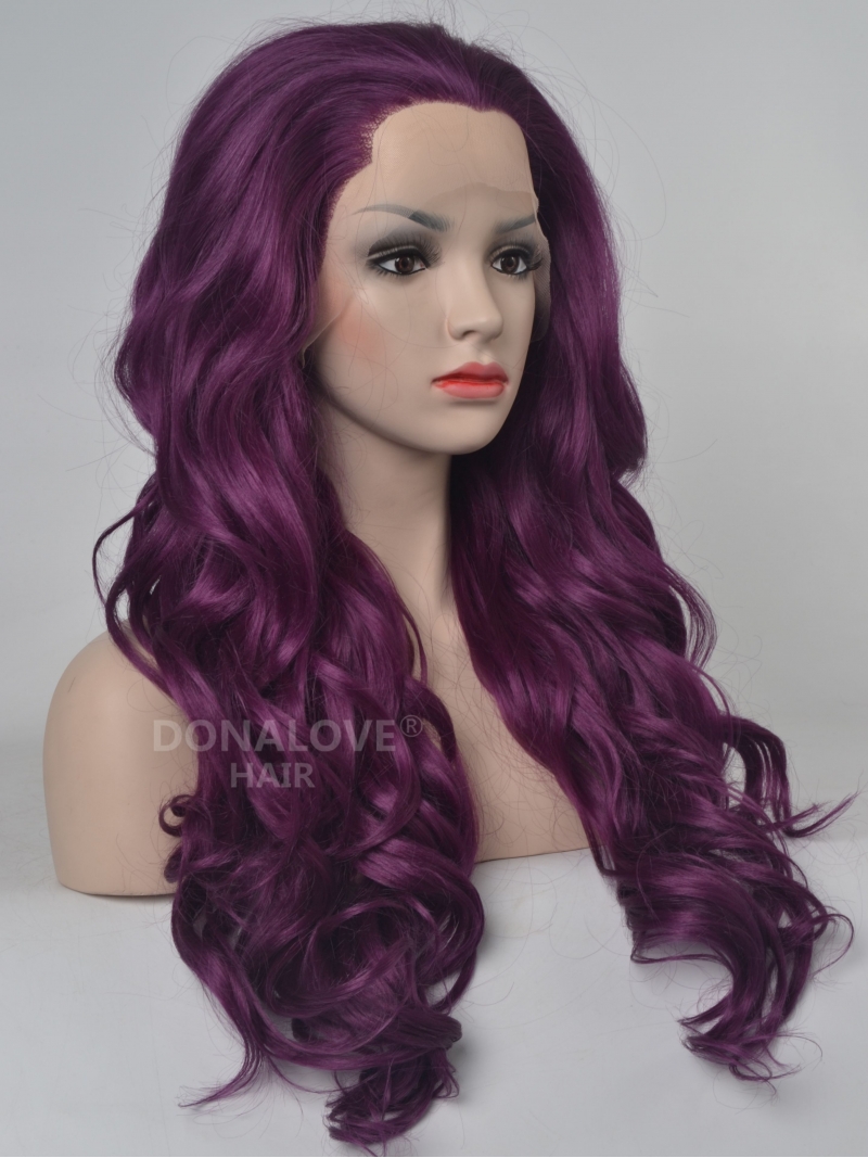 Dark Purple Wavy Waist Length Lace Front Synthetic Wig SNY089 ... Dark Purple Wavy Waist Length Lace Front Synthetic Wig SNY089 ...