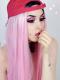 Black to Pink Ombre Long Straight Synthetic Lace Front Wig SNY095