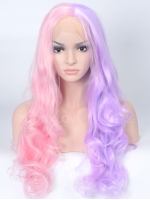  Half  Pink and Half  Lavender Color  Wavy Synthetic Lace 