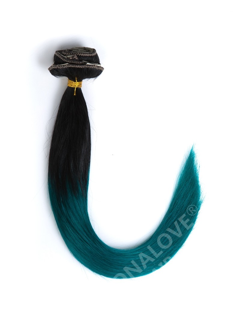 Off Black to Green Colorful Ombre Clip In Hair Extensions ...