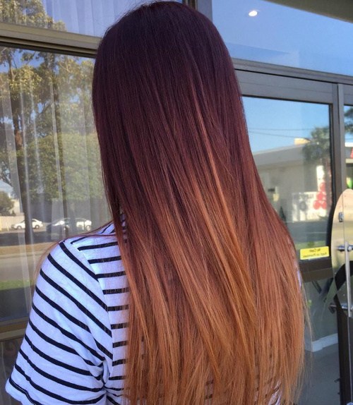 reverse ombre hair red