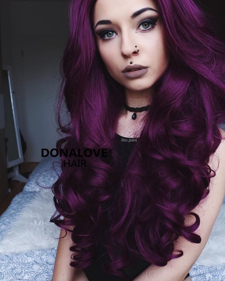 Dark Purple Wavy Waist Length Lace Front Synthetic Wig