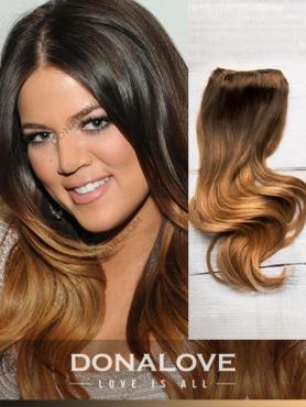 Two colors ombre indian remy clip in hair extensions OD008