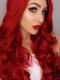 Red Waist-length Wavy Synthetic Lace Wig-SNY020