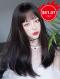 New Black Synthetic Wefted Cap Wig With Full Bangs LG009