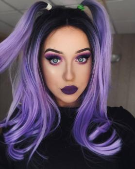 BLACK TO PURPLE SYNTHETIC LACE FRONT WIG SNY066