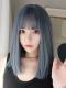 2019 Dreamy Blue Mid-Length Straight Synthetic Wefted Cap Wig LG015