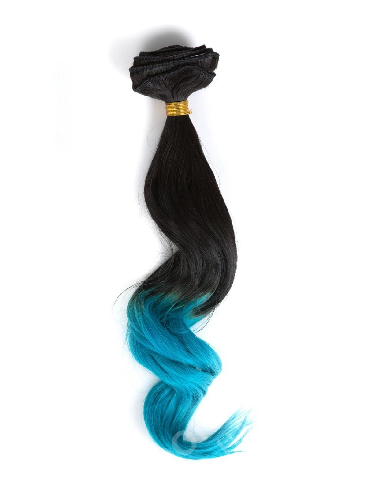 Black To Blue Shade Colorful Ombre Clip In Hair Extensions Cd010