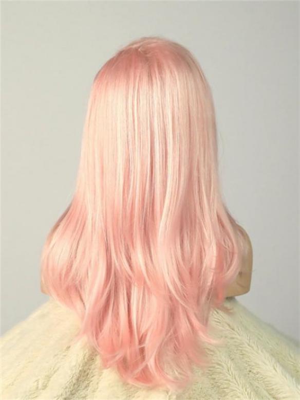 Pink Straight Waist-length Lace Front Synthetic Wig-DQ003