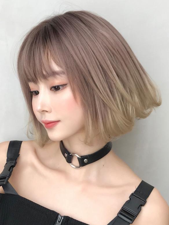 New Fashion Brown to Gold Bob Straight Synthetic Wefted Cap Wig LG040