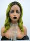 Black to Apple Green Wavy Shoulder Length Synthetic Lace Front Wig-SNY115