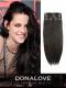Darkest Brown indian remy clip in hair extensions SD004