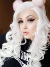White Waist-length Wavy Synthetic Lace Wig-SNY050