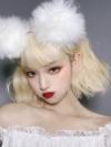 CREAM BLONDE SHORT WAVY SYNTHETIC WEFTED CAP WIG LG297