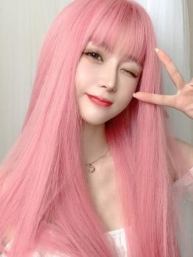 Pink Blossom Long Straight Synthetic Wefted Cap Wig LG597