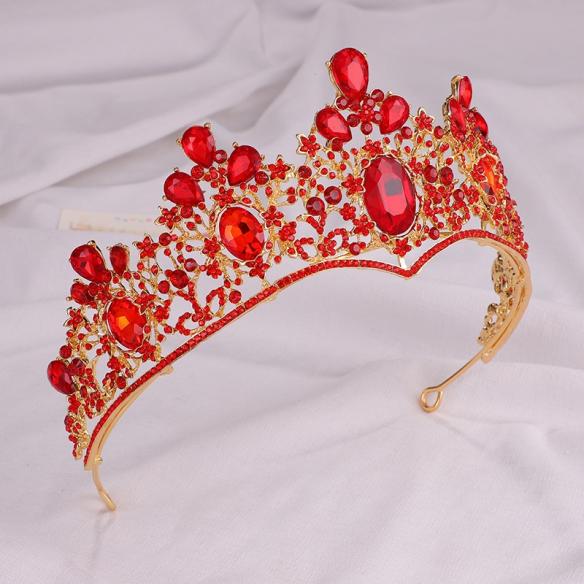 RED BAROQUE BRIDAL CROWN AC071