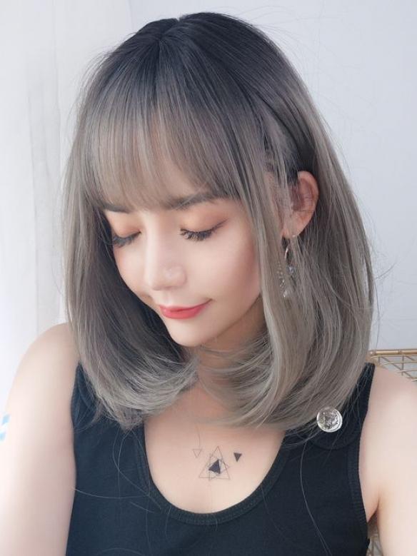 2019 New Smoke Gray Straight Synthetic Wefted Cap Wig LG002