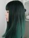 2019 New Forest Green Straight Synthetic Wefted Cap Wig with Bangs LG005
