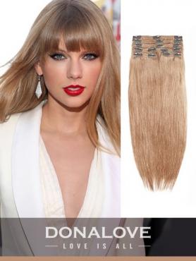 Light Ash Brown indian remy clip in hair extensions SD013