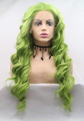 MATCHA GREEN LONG WAVY SYNTHETIC LACE FRONT WIG SNY251