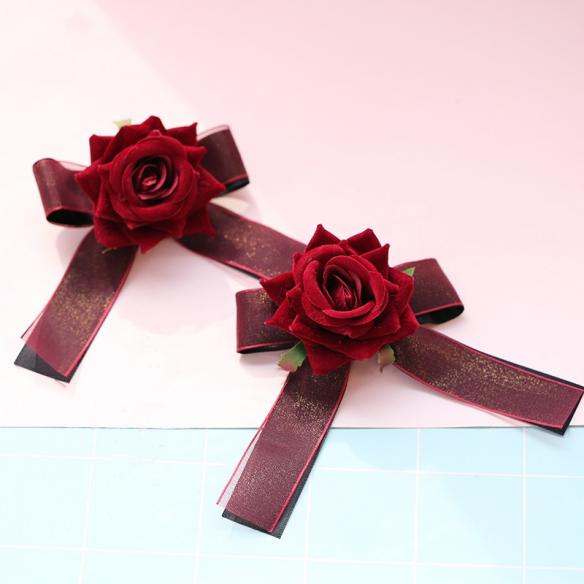 1 PAIR OF ROSE GOTHIC LOLITA HAIR CLIPS LH021