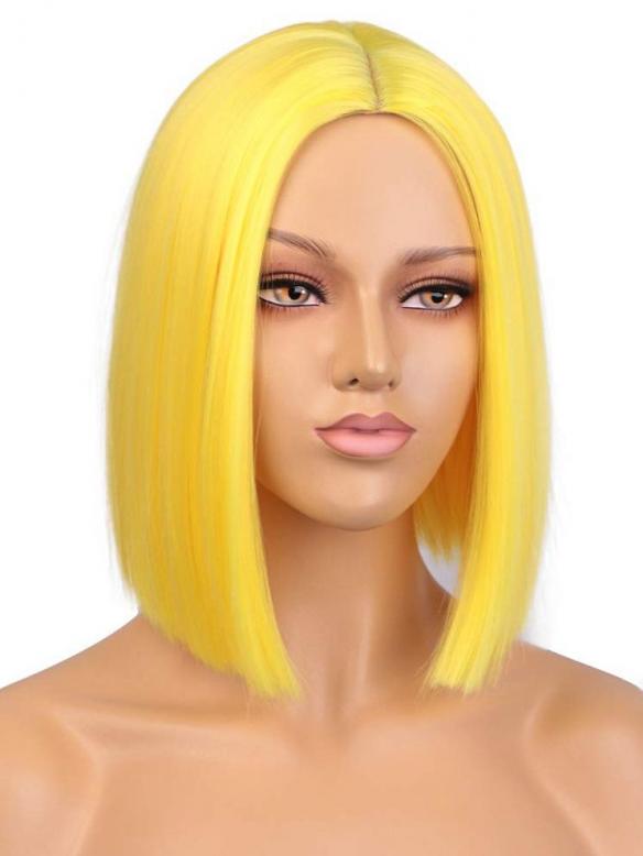 YELLOW BOB STRAIGHT SYNTHETIC LACE FRONT WIG-SNY140