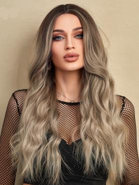 Ash Blonde Ombre Wavy Wefted Synthetic Wig LG968