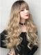 NEW WHITE BROWN LONG WAVY SYNTHETIC WEFTED CAP WIG LG056