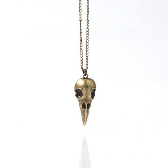 PUNK CROW HEAD NECKLACE A021