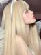 Beige Long Straight Synthetic Wefted Cap Wig LG718