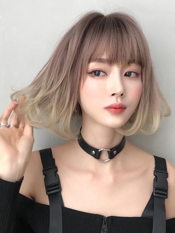 New Fashion Brown to Gold Bob Straight Synthetic Wefted Cap Wig LG040