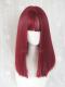 Wine Red Shoulder Length Straight Synthetic Wefted Cap Wig LG248