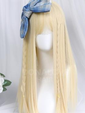White Blonde Long Straight Synthetic Wefted Cap Wig LG615