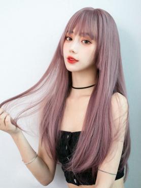 DREAMY PINK PURPLE LONG STRAIGHT SYNTHETIC WEFTED CAP WIG LG768