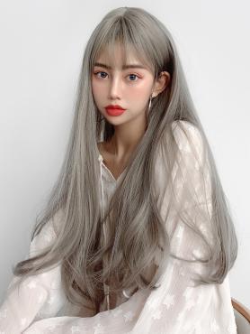 SMOKE GRAY STRAIGHT SYNTHETIC WEFTED CAP WIG LG083