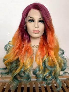COLORFUL RAINBOW WAVY LACE FRONT SYNTHETIC WIG SNY386