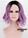 New arrive Black to Lavender Purple Mixed Pink Wavy Lob Synthetic Wefted Cap Wig WW005