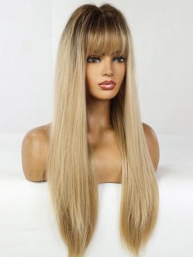 Blonde Ombre Long Straight Wefted Synthetic Wig LG962