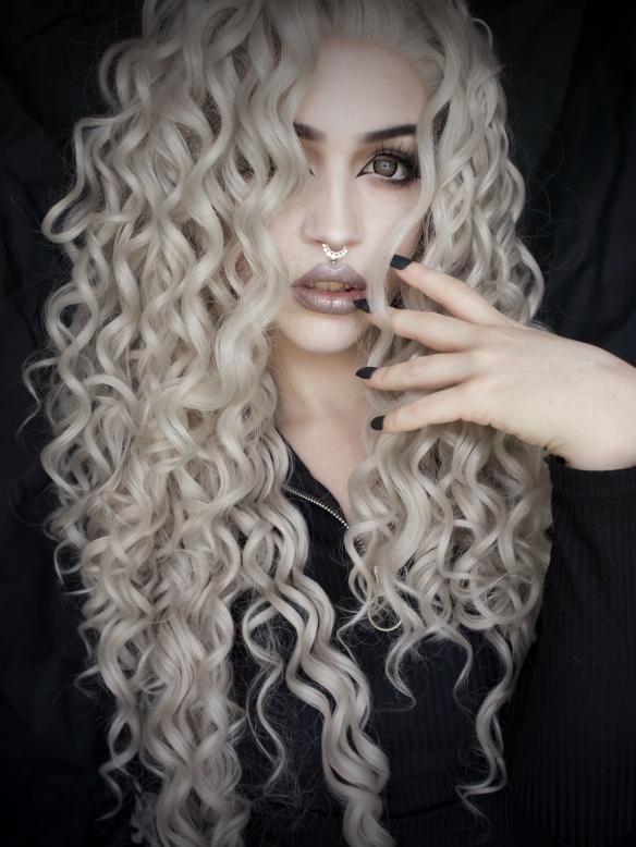 Gray waist length curly Synthetic Lace Wig-SNY068 - SYNTHETIC WIGS ...