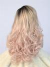 Black to Pink Bouncy wavy Long Lace Front Synthetic Wig-DQ028