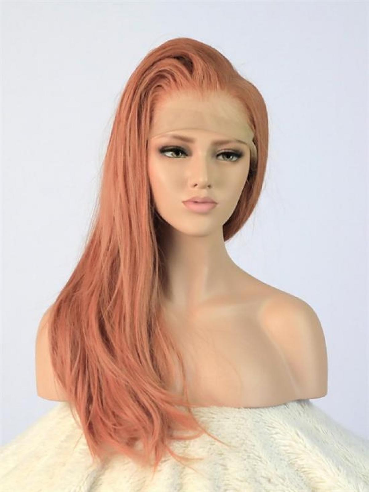 Shrimp Straight Waist Length Lace Front Synthetic Wig Dq023