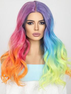 Rainbow Ombre T-part lace front synthetic wig SNY389
