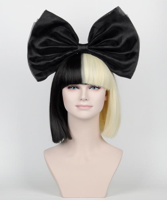 2019 New Split Black/Blonde Wig with a Detachable Bow LG044
