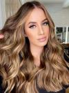 New Brown Balayage Silky Wavy Human Hair Wig HH198