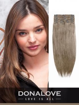 Medium Golden Brown indian remy clip in hair extensions SD011