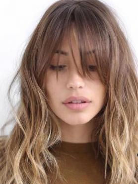 Brown Ombre Blonde Wavy Human Hair Wig HH087