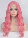 Pink mid back length Wavy Synthetic Lace Wig-SNY023